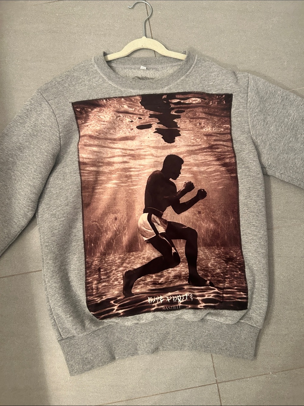 Rare Bastille Italy Muhammad Ali Alcantara Patch Gray Sweatshirt
